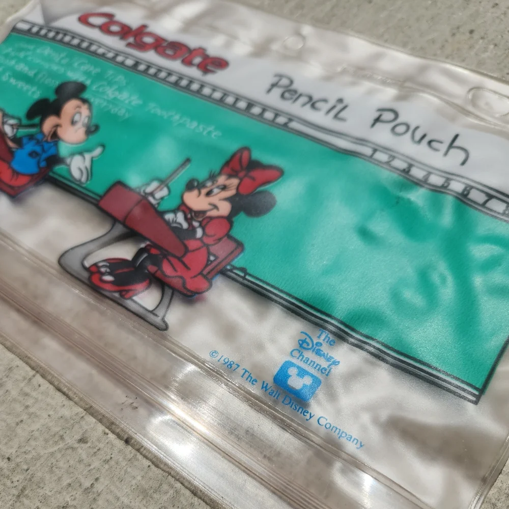 Vintage 1987 Disney × Colgate Mickey & Minnie Mouse Classroom Pencil Pouch